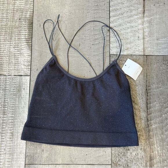 NWT Urban Outfitters Gray Sparkle Cropped Tank Top - Picture 1 of 4